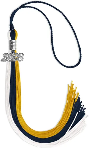 Vista 104 de Endea Graduation Borla de triple color con gota de fecha plateada (negro/dorado/granate, 2020)