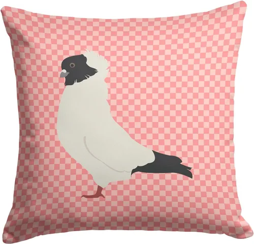 Vista 166 de Caroline's Treasures BB8163PW1414 Beltsville - Almohada decorativa de tela a cuadros pequeños, color blanco, pavo y gallina azul, lavable a máquina