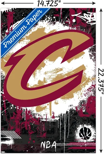 Vista 3 de Trends International NBA Cleveland Cavaliers - Póster de pared con logotipo Maximalist 23 Versión premium sin marco