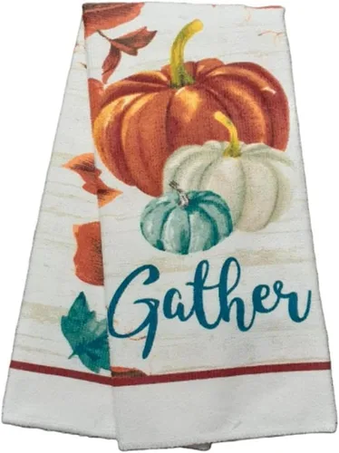 Vista 2 de Moderno juego de toallas de cosecha de otoño y Acción de Gracias: toallas, soportes para ollas y guantes de horno, diseño de otoño de calabaza