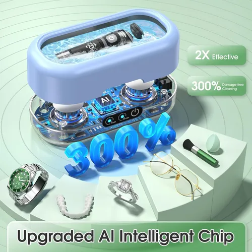 Vista 4 de Limpiador ultrasónico profesional de joyas con temporizador digital, máquina limpiadora ultrasónica de 50KHz con acero inoxidable 304 para joyas