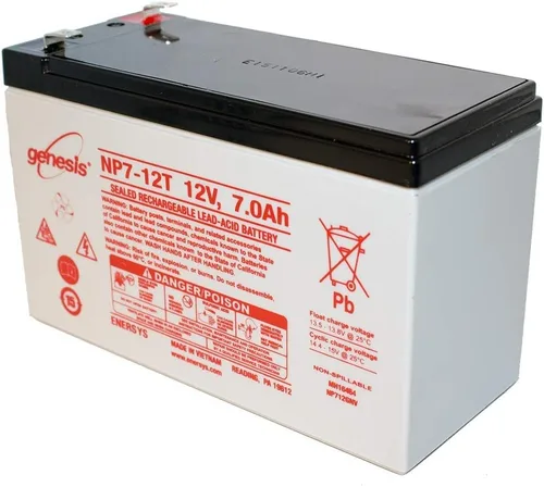 Vista 2 de Yuasa (Enersys) Genesis NP7-12T - Batería de plomo ácido sellada de 12 voltios/7 amperios hora con conector rápido de 0.250