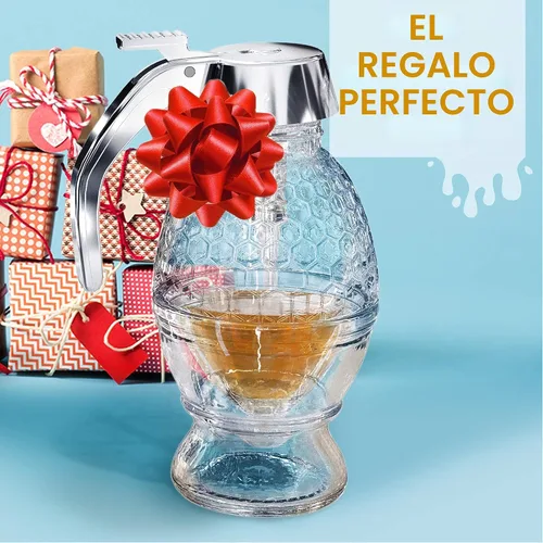 Vista 2 de CLEVLI Dispensador de Miel – Vidrio Antigoteo con Soporte – Frasco de Miel – Recipiente de Miel de Vidrio Transparente con Cucharón de 8 Oz