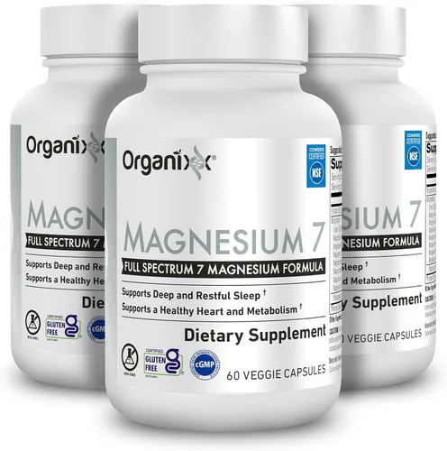 Vista 10 de Suplemento de magnesio Organixx, cápsulas naturales de magnesio para apoyo del sueño, recuperación muscular, con vitamina B6 y citrato y glicinato