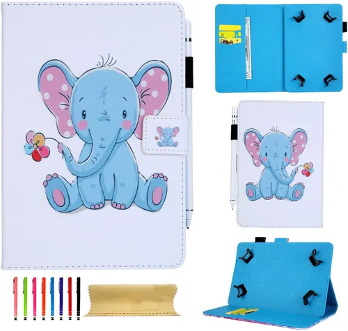Vista 28 de Funda universal para tablet de 6.5 a 7.5 pulgadas, de piel sintética, funda protectora con ranuras para tarjetas y soporte para lápiz capacitivo