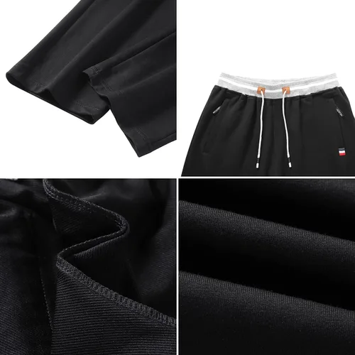 Vista 4 de FoxQ Pantalones deportivos para hombre con bolsillos, pantalones deportivos para correr, casuales, pantalones de yoga, ajuste holgado, pierna recta