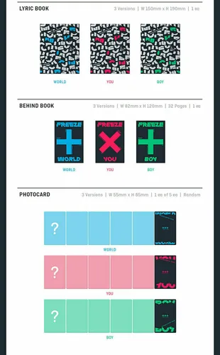 Vista 3 de TXT [ THE CHAOS CHAPTER : FREEZE ] Album [ WORLD ] VER. CD+88p Photo Book+Sticker Pack(1pack 2ea)+Lyric Book+Behind Book+Photo Card+1Original Story