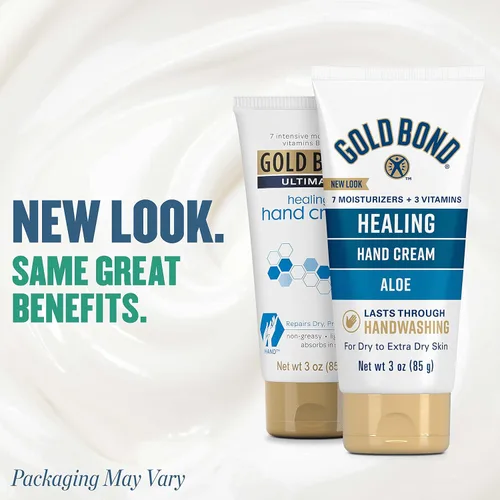Vista 6 de Gold Bond Loción hidratante curativa, 14 onzas., con aloe, hidrata, hidratación inmediata las 24 horas y crema de manos curativa, 3 onzas.