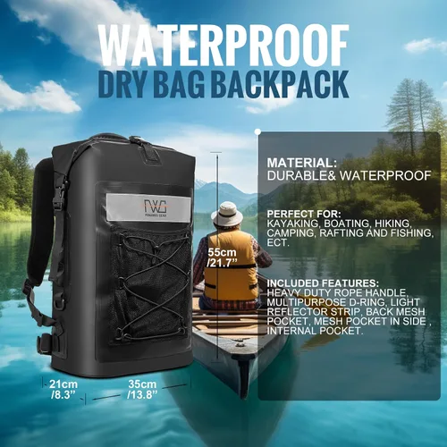 Vista 7 de Mochila Dry Bag, mochila flotante impermeable de 40 L con cierre enrollable para kayak, canotaje, senderismo, camping