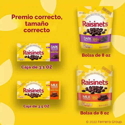 Vista 6 de Pasas cubiertas de chocolate oscuro, bolsa de 8 onzas, caramelo Ferrero a granel