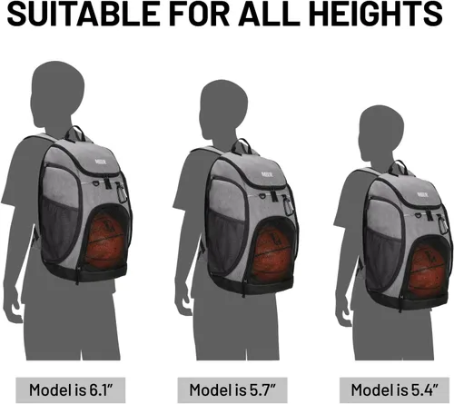 Vista 7 de [Usado] MIER Gym Backpack 40L Basketball Backpack with Ball Compartment & Shoes Storage Multi-Functional Sports Soccer Bag Large Equipment Back Pack