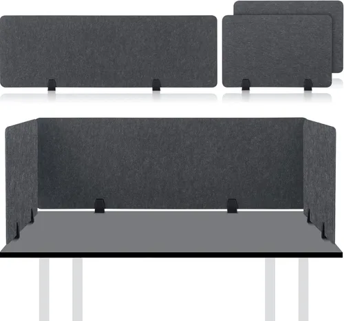 Vista 8 de Yaomiao Divisor acústico de escritorio de 3 piezas, insonorizado, panel de privacidad, particiones de escritorio independientes, absorción de sonido