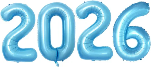 Vista 27 de GOER Globos de papel de aluminio 2026 para fiesta de Año Nuevo, suministros de fiesta, decoraciones de graduación (negro, 16 pulgadas)