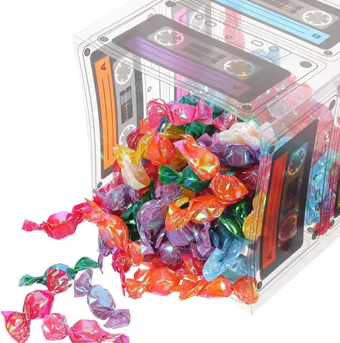 Vista 5 de Yardwe Paquete de 5 cajas de cinta de casete para fiesta, cajas de dulces retro de los años 80 para decoración de mesa de cumpleaños, 5.03 x 4.84 x