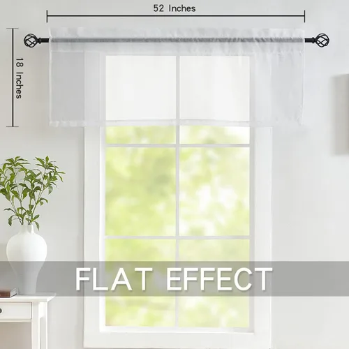 Vista 5 de Luvyohmee Cortinas de cenefa para ventanas, 2 paneles de 18 pulgadas de largo, semitransparentes con aspecto de lino, bolsillo para cortinero