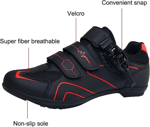 Vista 3 de Zapatos de ciclismo de carretera para hombre, zapatos de ciclismo antideslizantes de fibra, zapatos transpirables frescos de moda