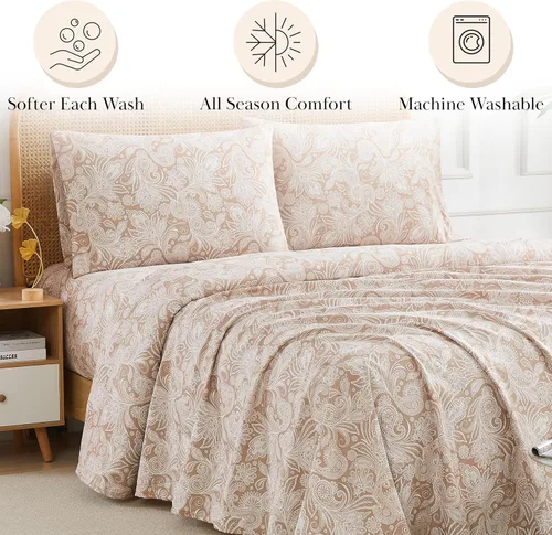 Vista 219 de Southshore Fine Living, Inc. Colección Winter Brush, juego de sábanas de 3 piezas para cama individual, sábana bajera con bolsillo profundo de 14