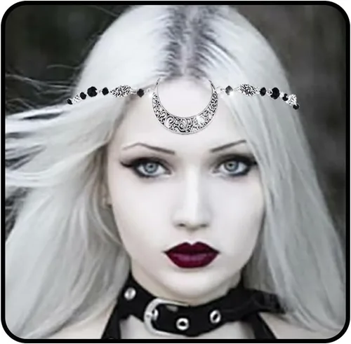 Vista 7 de Boho Crecent Moon Head Chain Witchy Forehead Chain Vintage Headband Chain Crystal Head Jewelry for Women