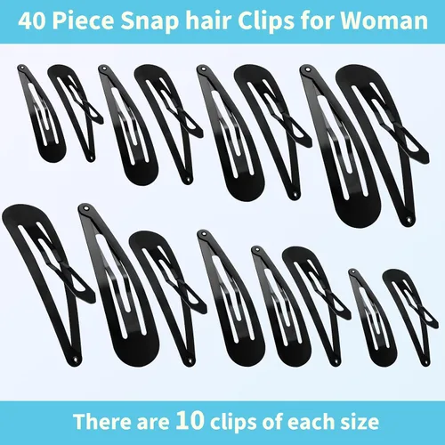 Vista 3 de 40 pinzas para el cabello para mujer, pasadores de metal grandes con caja de almacenamiento, accesorios antideslizantes para mujeres, niñas, niños