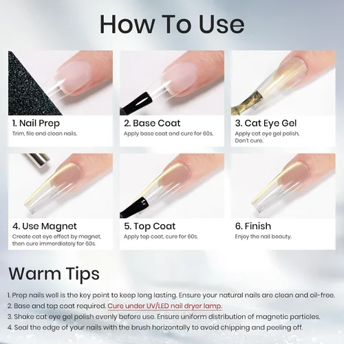 Vista 7 de MIZHSE Esmalte de uñas de gel de ojo de gato gris, esmalte de gel magnético de vidrio efecto amanecer, efecto de gatito de cristal con barra
