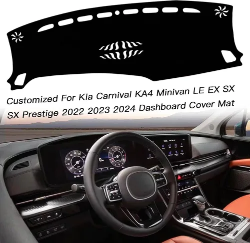 Vista 3 de Protector de tablero de interior para salpicadero Compatible con Kia Carnival KA4 Minivan LE EX SX y SX Prestige 2022 2023 2024 Protector de rayos