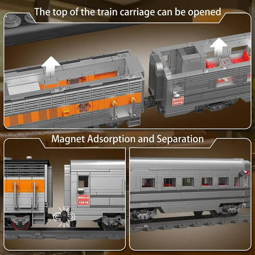 Vista 8 de Mould King 12018 Juego de Bloques de Construcción de Tren, Kits de Locomotora de Combustión Interna EMD F7 con Control Remoto/App, Modelo a Escala