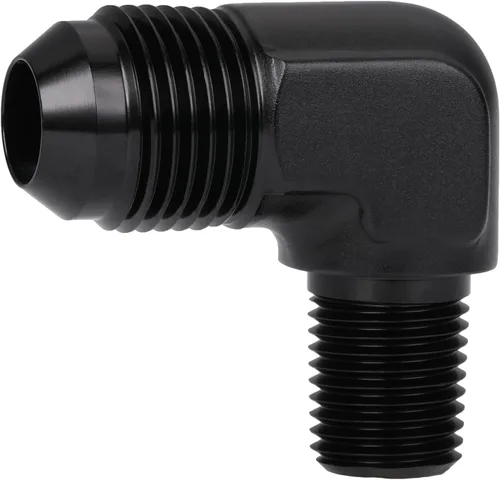Vista 20 de 3AN macho Flare a 1/4 NPT tubo macho 90 grados codo adaptador unión aluminio negro