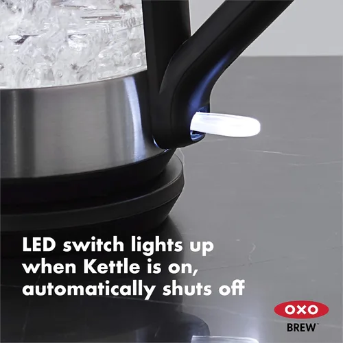 Vista 16 de OXO Hervidor eléctrico de vidrio, inalámbrico, de acero inoxidable