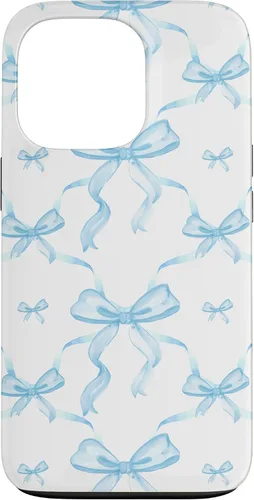 Vista 10 de Cintas y lazos estéticos de color azul claro para iPhone 16 en estuche de acuarela