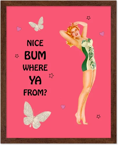 Vista 18 de Poster Master Pin Up Girl Poster - Better Late Than Ugly Print - Butterfly Art - Modern Art - Trendy Art - Gift for Men & Women - Funny Decor for