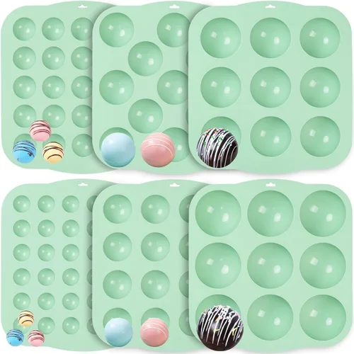 Vista 8 de QELEG Moldes de silicona para bolas de chocolate, paquete de 2 moldes antiadherentes para dulces, tamaño de mordida, media esfera, mousse, molde