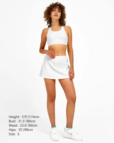 Vista 3 de Stelle Falda de tenis plisada para mujer, falda pantalón de golf de cintura alta con bolsillos internos, pantalones cortos atléticos para deportes