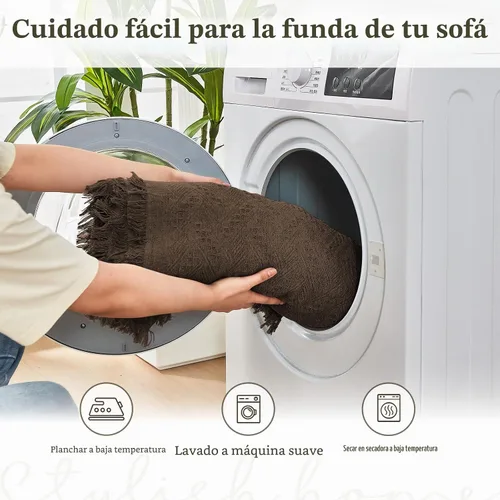 Vista 8 de HOMERILLA - Funda de sofá modular de 2 piezas para sofá en forma de L, color chocolate, XXXL