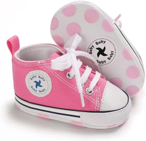 Vista 5 de Zapatos unisex para bebés, niñas y niños, suela suave, lona para recién nacidos, primeros pasos, zapatillas altas antideslizantes