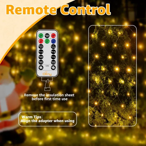 Vista 9 de Ollny - Luces de red para exteriores de 10 x 7 pies, 210 luces LED de cable transparente conectables, luces de red de Navidad con 8 modos, IP67