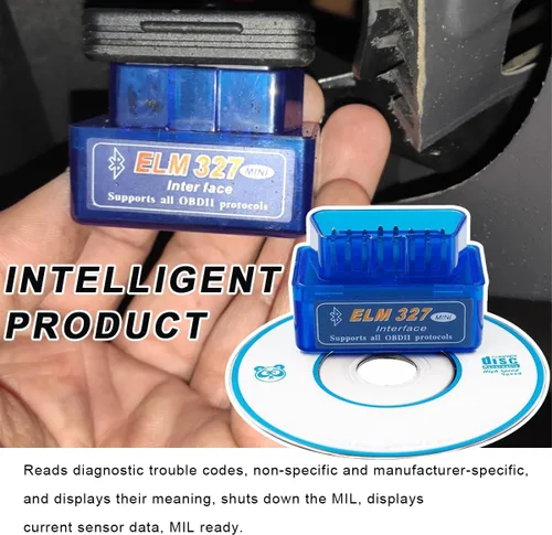 Vista 4 de 2 piezas ELM327 OBDII Escáner de diagnóstico para coche, profesional mini ELM327 OBD2 Bluetooth herramienta de escaneo lector de códigos, interfaz