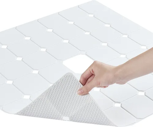 Vista 10 de Alfombra de ducha antideslizante de silicona suave e inodora, alfombra de bañera antideslizante sin ventosas para bañeras reacabadas, reglaseadas