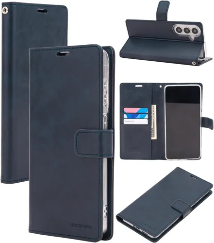 Vista 56 de GOOSPERY Funda Blue Moon para Galaxy S21 de 6.2 pulgadas (2021), soporte de piel sintética premium con soporte para tarjetas (negro)
