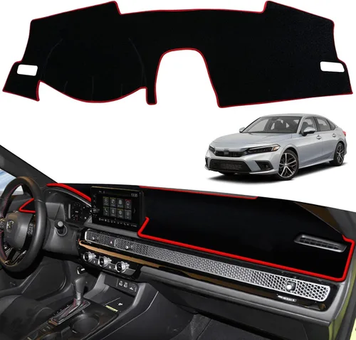 Vista 7 de Tapete para Tablero Compatible con Honda 11th Civic 2022 2023 Protector Antideslizante Personalizado con Borde Negro (Forro para Tablero)