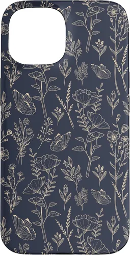 Vista 6 de Butterfly Meadow Botanical Wildflower Pattern (Azul Marino) Funda para iPhone 17