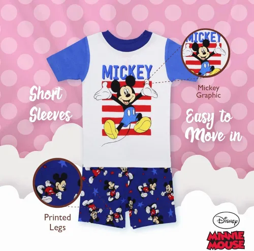 Vista 4 de Disney Boys' Mickey Mouse 2-Piece Snug-fit Cotton Pajamas Set