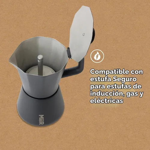 Vista 4 de MiiR Nueva olla Moka estándar, 10 onzas, cafetera duradera para preparar café expreso rico