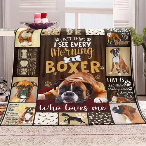 Vista 3 de Tupmnbry Manta tipo bóxer para perros y cachorros, manta de franela súper suave, ligera y esponjosa para mascotas lindas, 50 x 60 pulgadas
