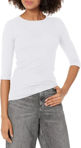 Vista 9 de Vince Top con cuello redondo y manga codo para mujer Ónix azul
