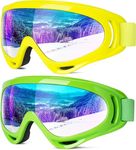 Vista 8 de Braylin Paquete de 2 gafas de esquí de nieve, gafas de snowboard para hombres, mujeres, jóvenes, niños, niños o niñas, gafas de moto de nieve
