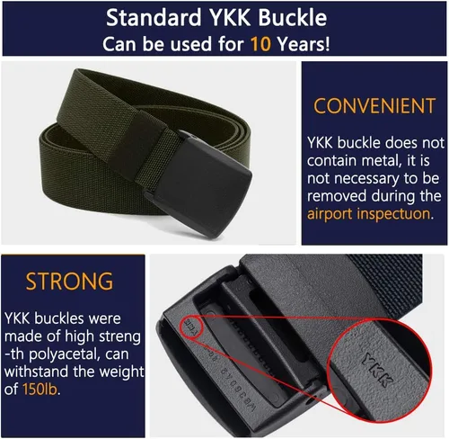 Vista 27 de LionVII Cinturones elásticos para hombre con hebilla de plástico sin metal para deportes de trabajo, fácil de recortar para adaptarse a cintura