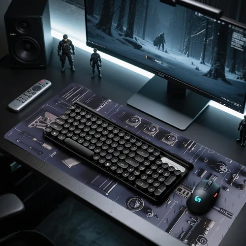 Vista 2 de Genial arma militar para construir piezas de arma, alfombrilla de mouse grande para juegos, alfombrilla de escritorio para teclado y alfombrilla