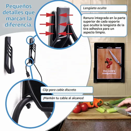 Vista 2 de Dockem Soporte de pared sin daños para iPhone: 14, 13, 12, 11, Pro, Plus, Mini, Pro Max, SE 2/3, XS/X, XS Max, XR, 8/7, 8/7+, S22, S21, S20: 3M Negro