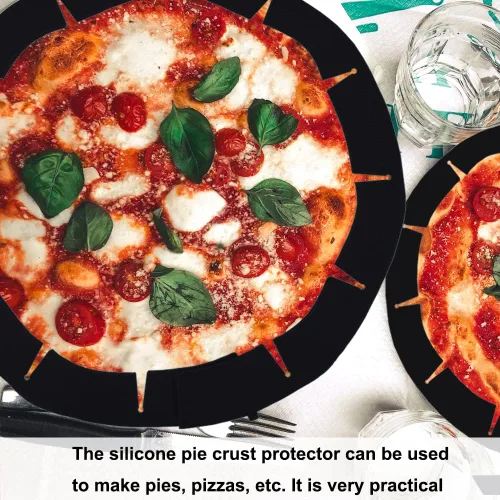 Vista 3 de Protector de corteza de pastel ajustable, herramientas protectoras de borde de pastel, cubierta redonda de silicona para hornear pizza, sin BPA