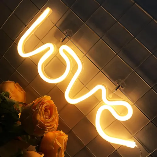 Vista 62 de Letrero de neón de amor para dormitorio, USB o batería, luz de neón para pared, luz de neón LED como letreros de pared de neón para niñas, letrero